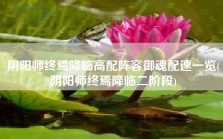 阴阳师终焉降临高配阵容御魂配速一览(阴阳师终焉降临二阶段)