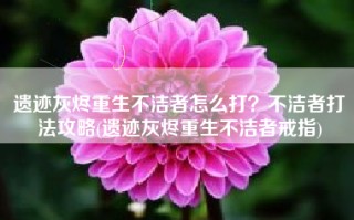 遗迹灰烬重生不洁者怎么打？不洁者打法攻略(遗迹灰烬重生不洁者戒指)