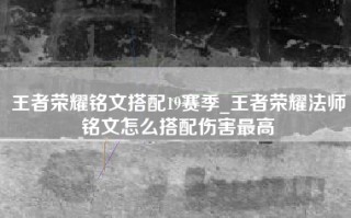 王者荣耀铭文搭配19赛季_王者荣耀法师铭文怎么搭配伤害最高
