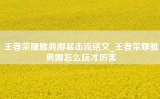 王者荣耀雅典娜暴击流铭文_王者荣耀雅典娜怎么玩才厉害