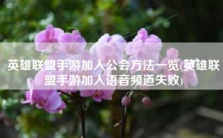 英雄联盟手游加入公会方法一览(英雄联盟手游加入语音频道失败)