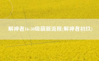 解神者16-30级萌新流程(解神者初玖)