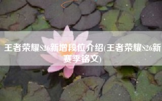 王者荣耀S26新增段位介绍(王者荣耀S26新赛季铭文)