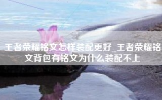王者荣耀铭文怎样装配更好_王者荣耀铭文背包有铭文为什么装配不上