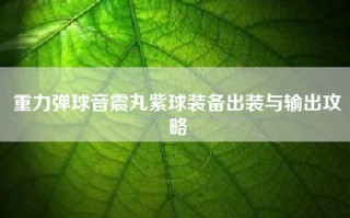 重力弹球音震丸紫球装备出装与输出攻略