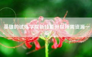 英雄的试炼学院新技能升级所需资源一览