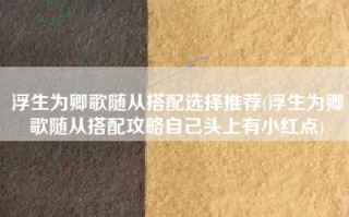 浮生为卿歌随从搭配选择推荐(浮生为卿歌随从搭配攻略自己头上有小红点)