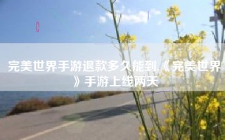 完美世界手游退款多久能到,《完美世界》手游上线两天