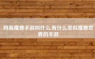 网易魔兽手游叫什么,有什么类似魔兽世界的手游