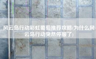 风云岛行动彩虹葡萄推荐攻略(为什么风云岛行动突然停服了)