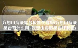 妄想山海锻星台位置在哪里(妄想山海锻星台有什么用)(妄想山海锻星台咋制造)