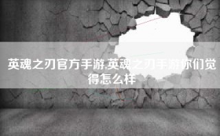 英魂之刃官方手游,英魂之刃手游你们觉得怎么样