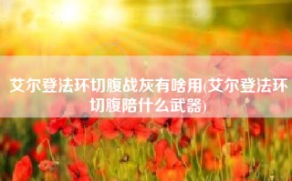 艾尔登法环切腹战灰有啥用(艾尔登法环切腹陪什么武器)