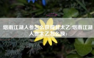 烟雨江湖人参怎么获得非太乙(烟雨江湖人参太乙怎么换)