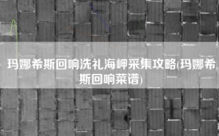 玛娜希斯回响洗礼海岬采集攻略(玛娜希斯回响菜谱)