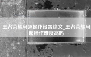 王者荣耀马超操作设置铭文_王者荣耀马超操作难度高吗