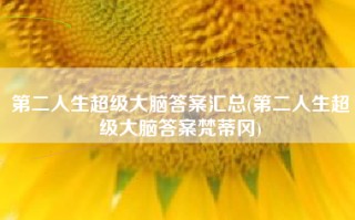 第二人生超级大脑答案汇总(第二人生超级大脑答案梵蒂冈)