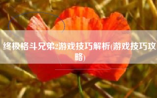 终极格斗兄弟2游戏技巧解析(游戏技巧攻略)