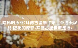 隐秘的原罪7拜德古堡事件第二章通关攻略(隐秘的原罪7拜德古堡怪盗是谁)