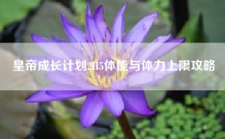 皇帝成长计划2H5体能与体力上限攻略