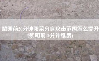 黎明前20分钟阳菜分身攻击范围怎么提升(黎明前20分钟难度)