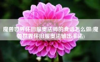 魔兽世界怀旧服奥法师的食谱怎么做(魔兽世界怀旧服奥法输出手法)