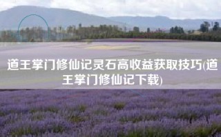 道王掌门修仙记灵石高收益获取技巧(道王掌门修仙记下载)