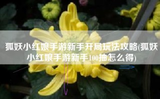 狐妖小红娘手游新手开局玩法攻略(狐妖小红娘手游新手100抽怎么得)