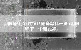 阴阳师5月新式神八咫乌爆料一览 (阴阳师下一个新式神)