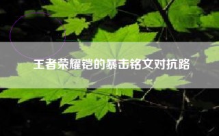 王者荣耀铠的暴击铭文对抗路