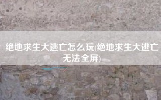 绝地求生大逃亡怎么玩(绝地求生大逃亡无法全屏)