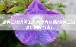 诺弗兰物语再生木材配方攻略(诺弗兰物语研制配方表)