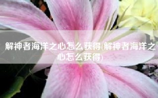 解神者海洋之心怎么获得(解神者海洋之心怎么获得)