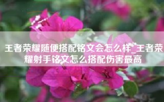 王者荣耀随便搭配铭文会怎么样_王者荣耀射手铭文怎么搭配伤害最高
