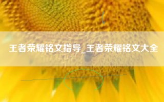 王者荣耀铭文指导_王者荣耀铭文大全