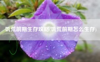 饥荒前期生存攻略(饥荒前期怎么生存)