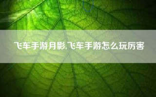 飞车手游月影,飞车手游怎么玩厉害