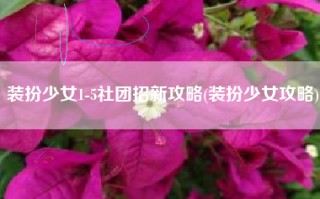 装扮少女1-5社团招新攻略(装扮少女攻略)