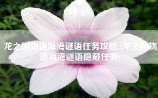 龙之国物语海湾谜语任务攻略 (龙之国物语海湾谜语隐藏任务)