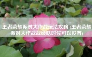 王者荣耀派对大作战玩法攻略 (王者荣耀派对大作战战绩啥时候可以没有)