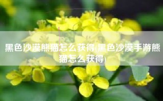 黑色沙漠熊猫怎么获得(黑色沙漠手游熊猫怎么获得)