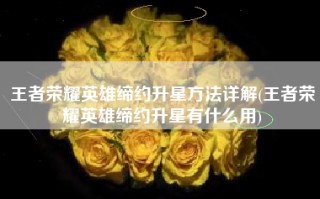 王者荣耀英雄缔约升星方法详解(王者荣耀英雄缔约升星有什么用)