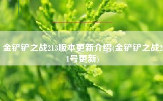 金铲铲之战213版本更新介绍(金铲铲之战21号更新)