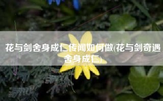 花与剑舍身成仁传闻如何做(花与剑奇遇舍身成仁)