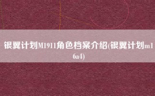 银翼计划M1911角色档案介绍(银翼计划m16a4)