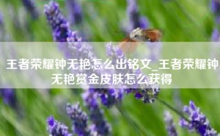 王者荣耀钟无艳怎么出铭文_王者荣耀钟无艳赏金皮肤怎么获得