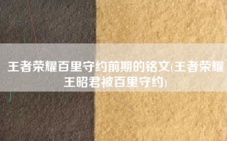 王者荣耀百里守约前期的铭文(王者荣耀王昭君被百里守约)