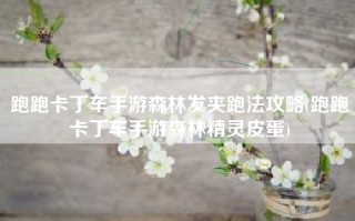 跑跑卡丁车手游森林发夹跑法攻略(跑跑卡丁车手游森林精灵皮蛋)