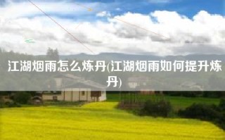 江湖烟雨怎么炼丹(江湖烟雨如何提升炼丹)