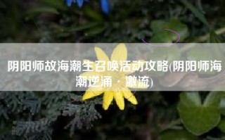 阴阳师故海潮生召唤活动攻略(阴阳师海潮逆涌·激流)